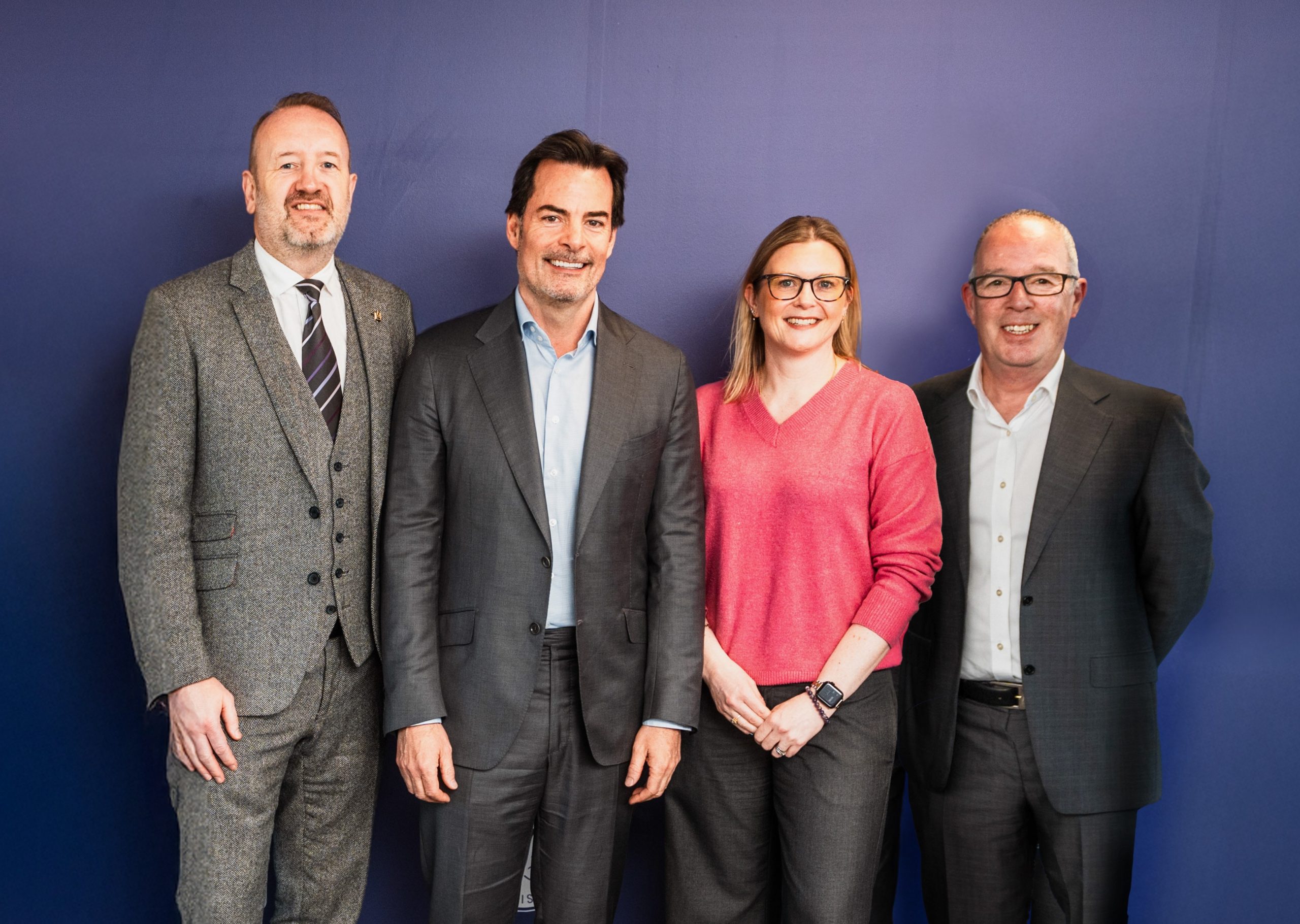 Scotland expansion – Alan Johnston of City Gate Aberdeen (left) and Colin MacLennan of Albyn Associates (right) join Fairstone CEO Steven Cooper CBE and Shona Lowe, Managing Director for Fairstone’s Scotland and Northern Ireland region, at the opening of the new Fairstone hub in Aberdeen.