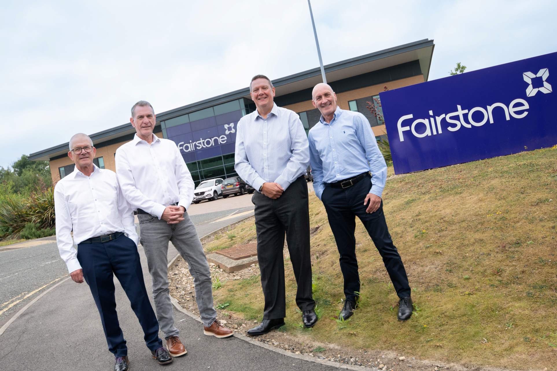 Heartland expansion – Fairstone Northern region Managing Director Steve Easter (second from left) welcomes (from left) Mark Wiseman of Riverstone Wealth Management and Mike McGurrill and Paul Clough of Grainger Financial Planning.
