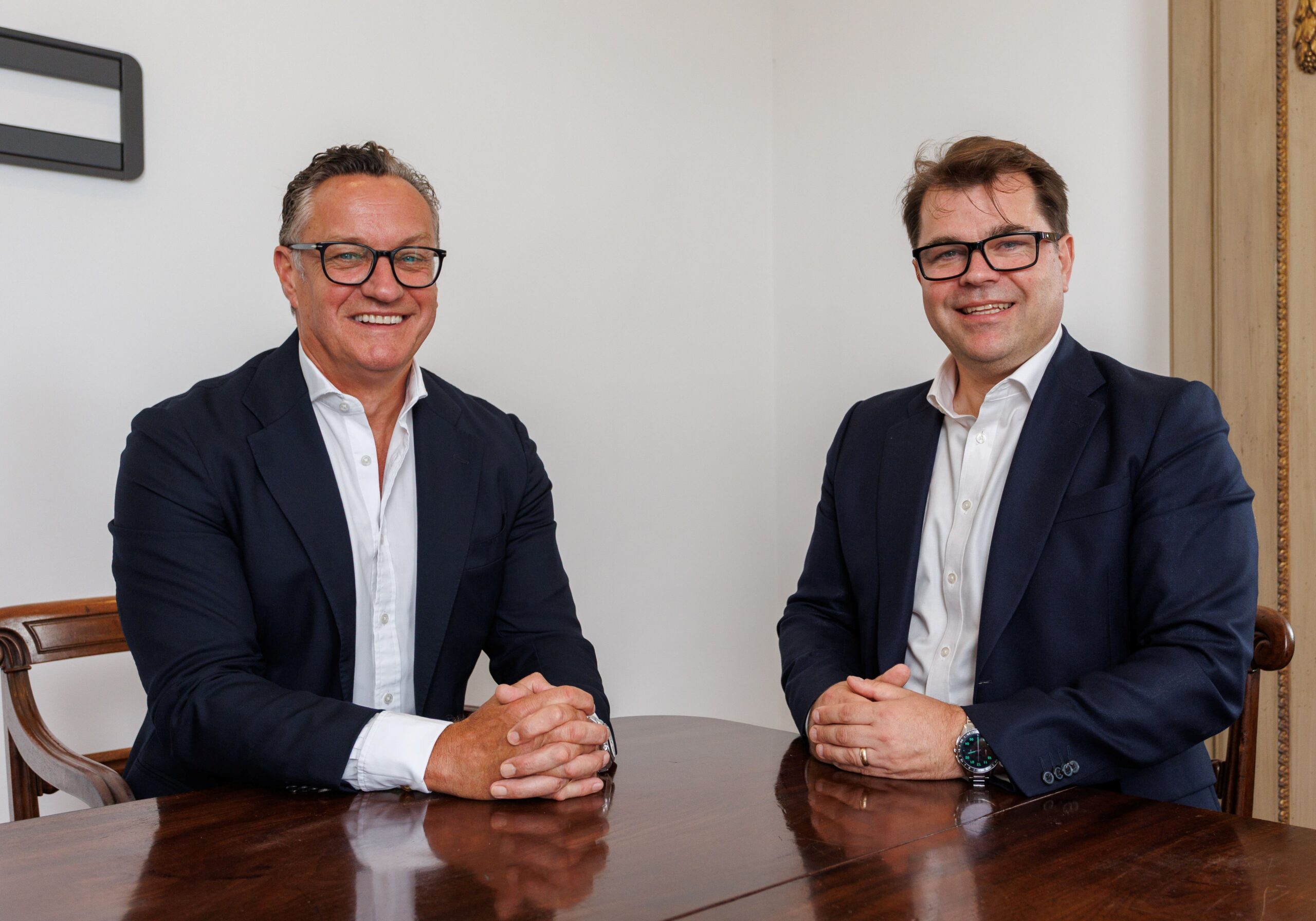 On board – Fairstone Chief Financial Planning Officer Russell Bignall (right) welcomes Ferguson Hill Asset Management Firm Principal Stephen Hill (left) to the Group.